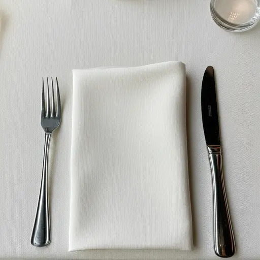 他用一把刀和叉子摆好了桌子。