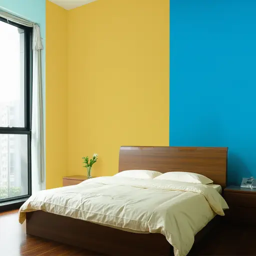 我想把卧室漆成黄色和蓝色。