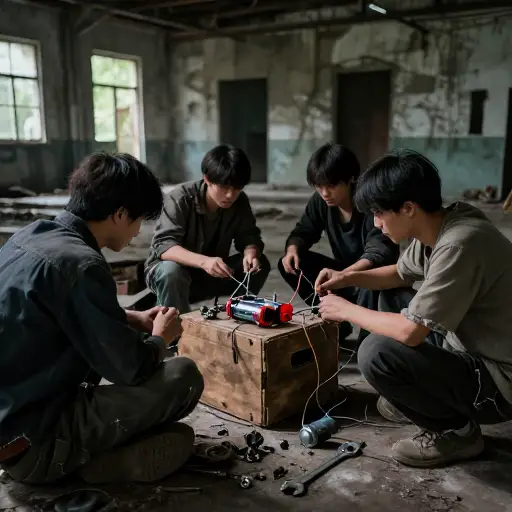 叛乱分子用捡来的零件组装了一个粗糙的爆炸装置。