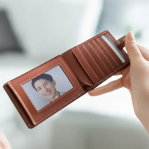 她仍然把他的照片放在钱包里。