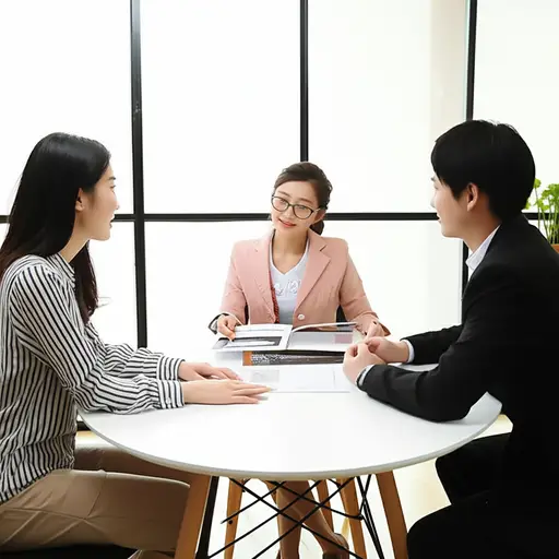 她参加了设计公司的一份工作的面试。