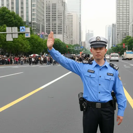 警察努力让抗议者远离主干道。