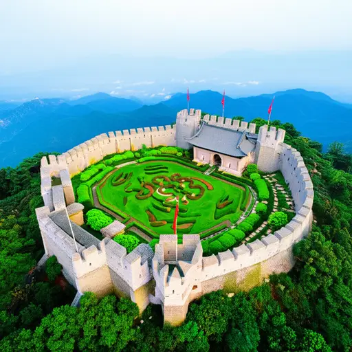 那座山顶城堡拥有令人惊叹的城垛和广阔的花园。