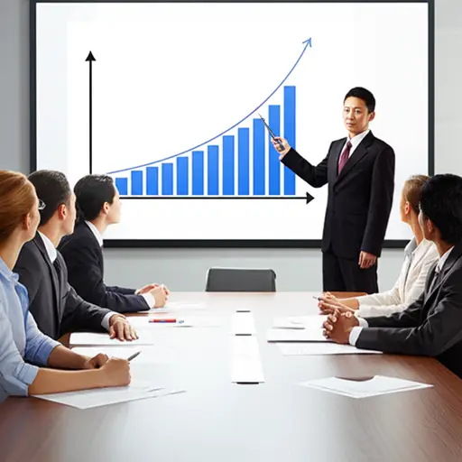 经理展示了一份显示公司上个季度销售增长的图表。