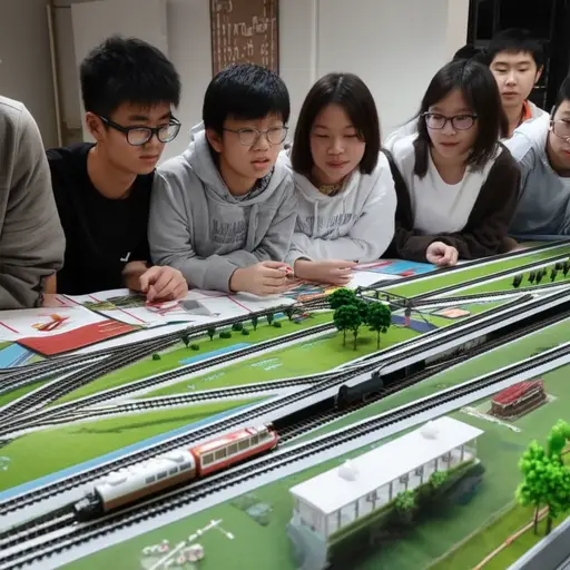 学生们建造了一个详细的铁路模型。