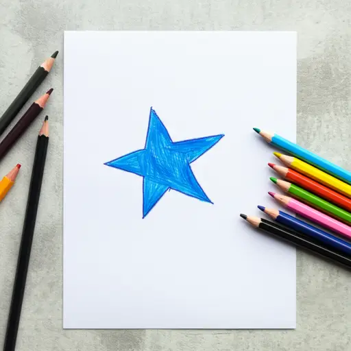我画了一颗蓝色的星星。