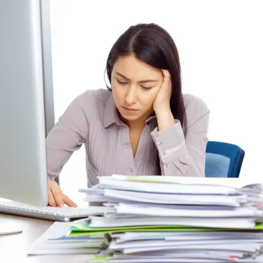 因为工作截止日期，她感到压力很大。