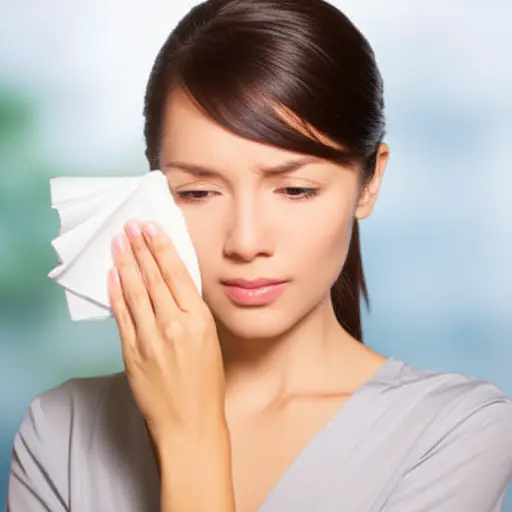 她用一块手帕轻轻擦拭眼睛。