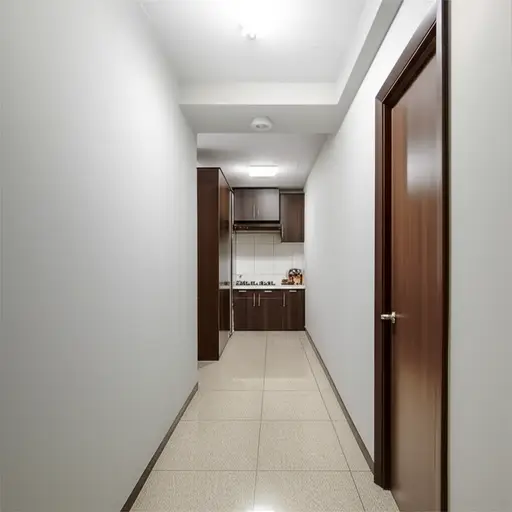 厨房在走廊的右侧。