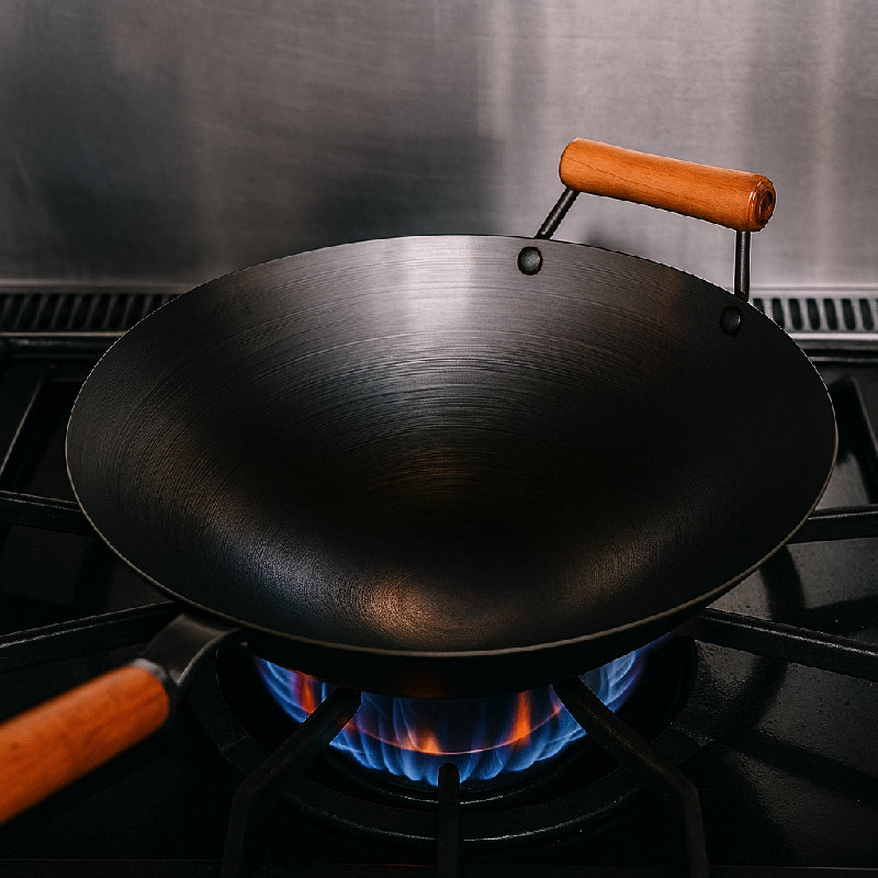 把锅加热到中火。