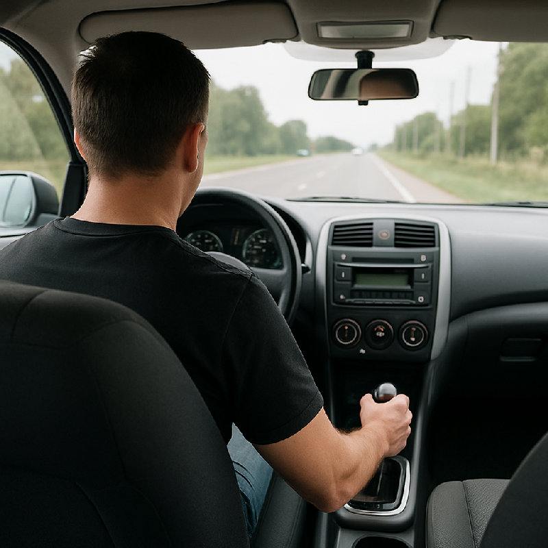 他把车换到了二挡。