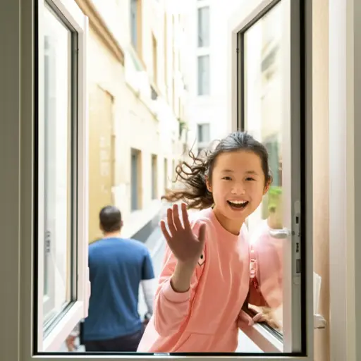 我从窗户向他挥手，但他没有注意到。