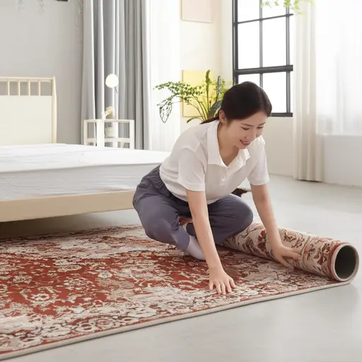 她为卧室买了一块新地毯。