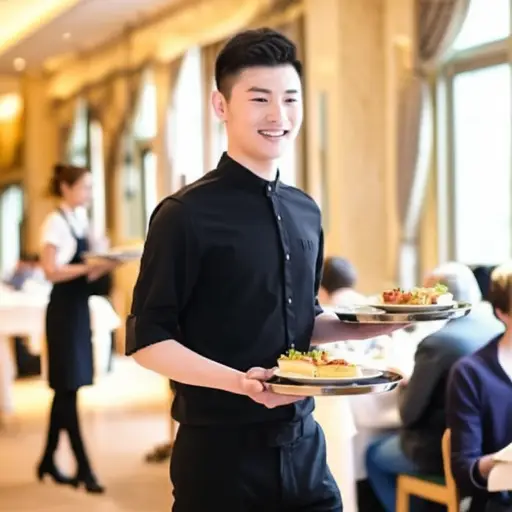 这名间谍伪装成一名服务生，以避免被发现。