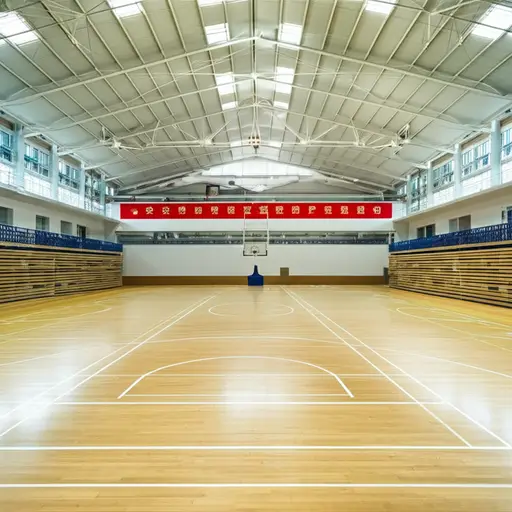 学校有一个很大的室内体育馆。