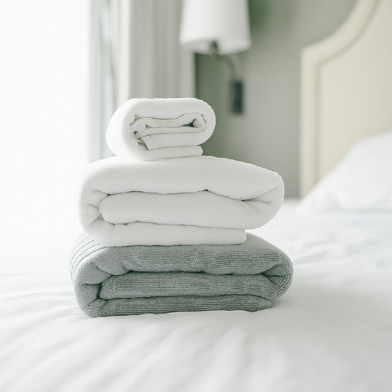 酒店里的床单被罩都是用了高温消毒的。