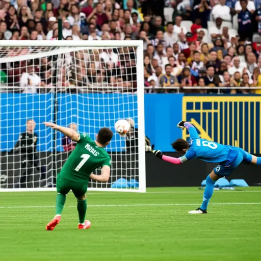 我们的前锋在比赛的最后一分钟进球得分了。