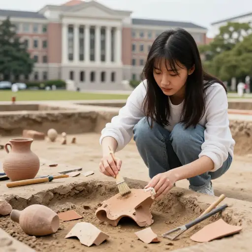 她在大学主修考古学。
