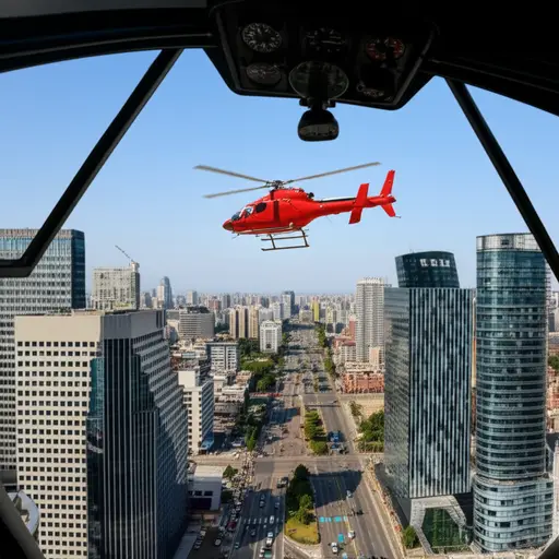 我们乘坐直升机游览了这座城市。