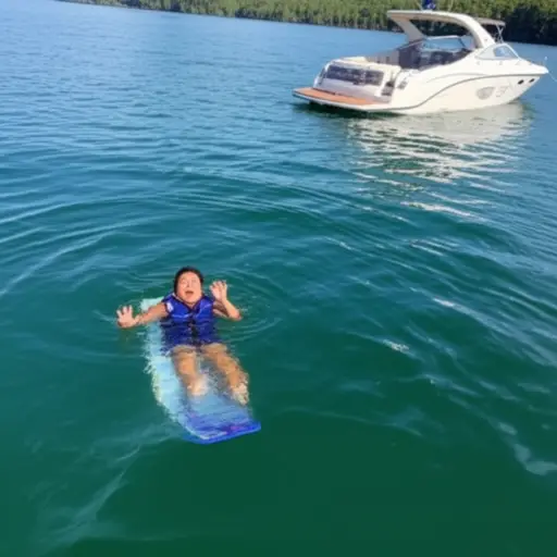 在我们滑水之旅中，我差点溺水。