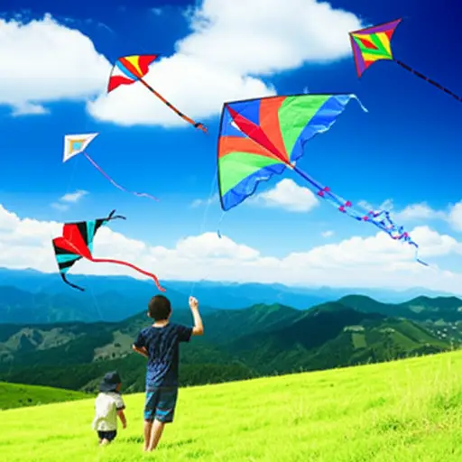 孩子们喜欢在山上放风筝。