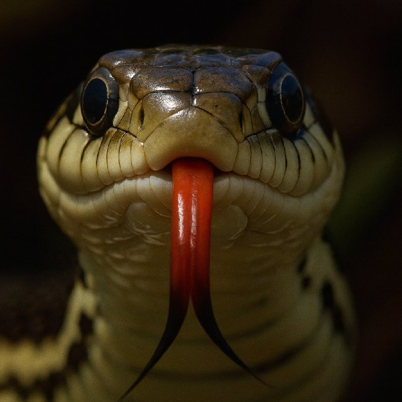 蛇通过吐舌头来感知周围环境。