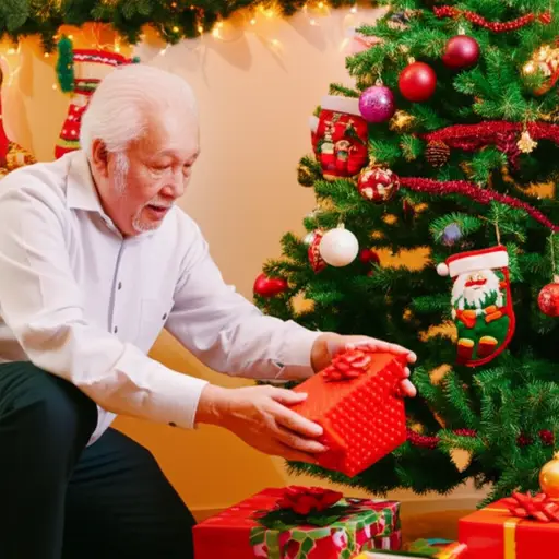 我爷爷每年圣诞节都会给我们准备礼物。