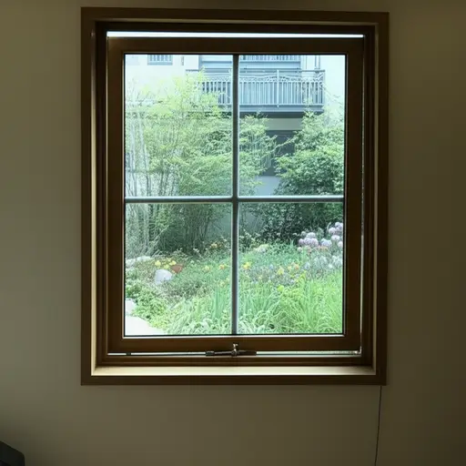 有一个楼上的窗户可以俯瞰花园。