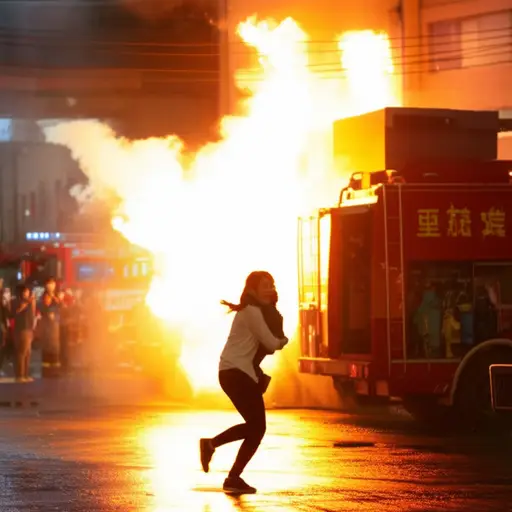 她从火灾中救出那个孩子后，成了当地的英雄。