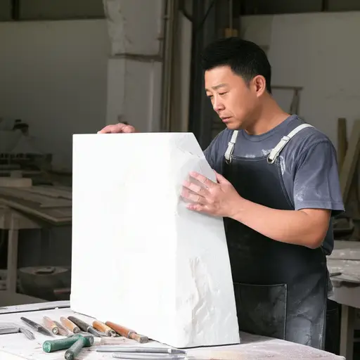 雕塑家选择了一大块大理石来创作他的杰作。