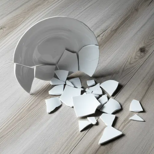 盘子掉下来摔成了碎片。