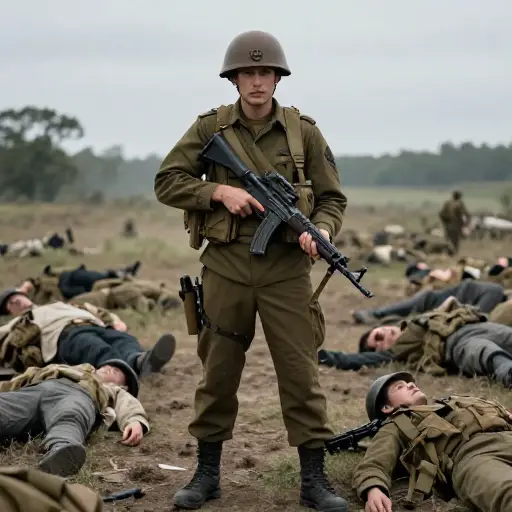 那名士兵对他的敌人没有表现出丝毫的怜悯。