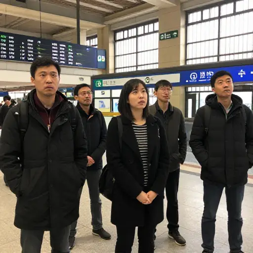 我们在火车站寻找出口。
