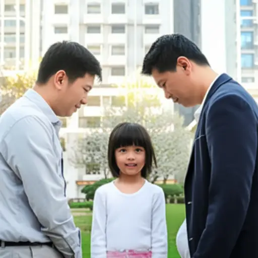 站在两个成年人之间的是一个小孩。