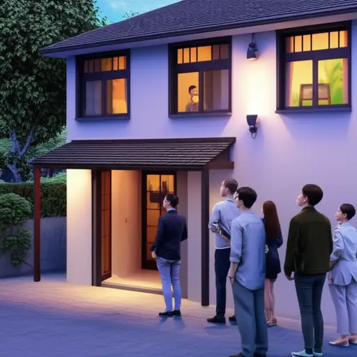 他们听到房子里传来音乐声。