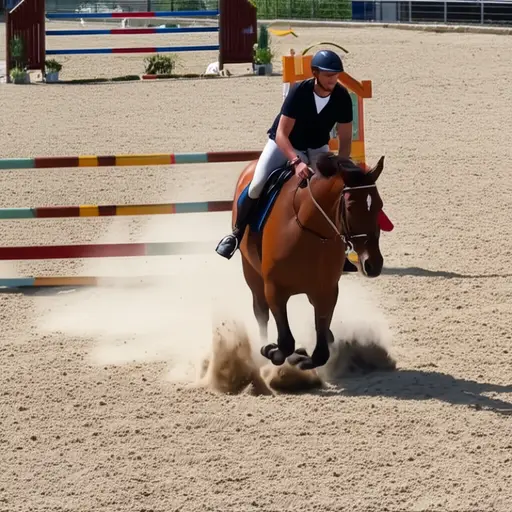 优秀的骑手为锦标赛与他们的马匹一起刻苦训练。