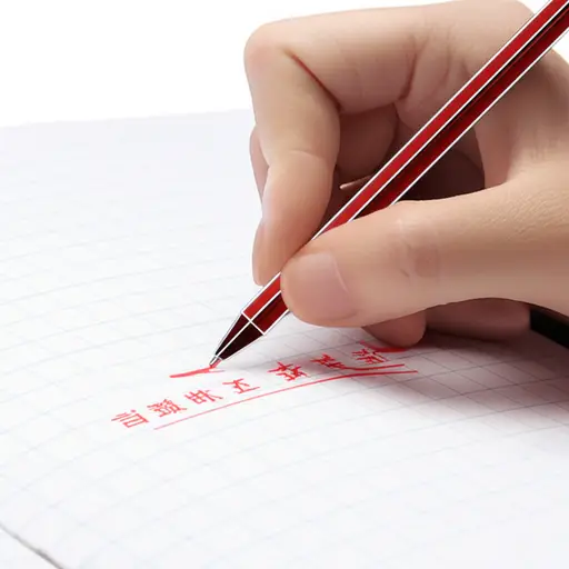 他用红笔在课文的关键句子下面画线。