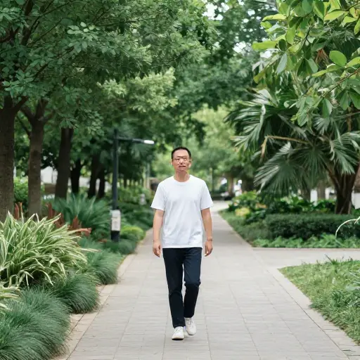 在公园散步有助于让他冷静下来。