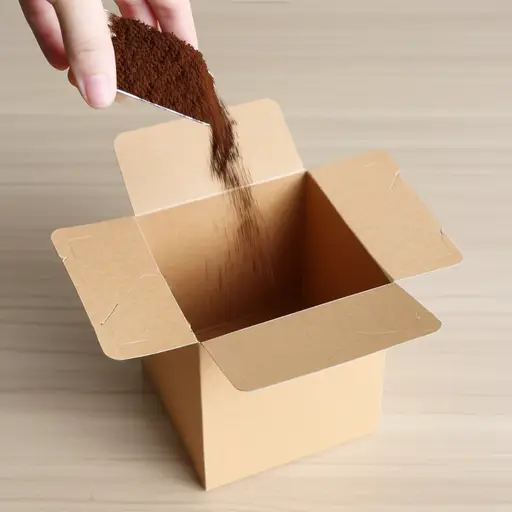 我把废弃的咖啡粉放进了一个盒子里。