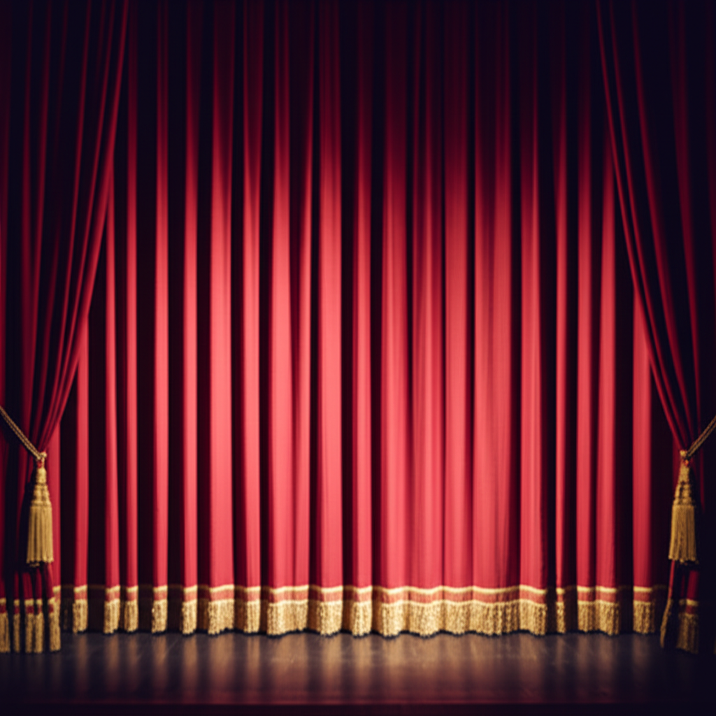 舞台上的红色幕布非常华丽。
