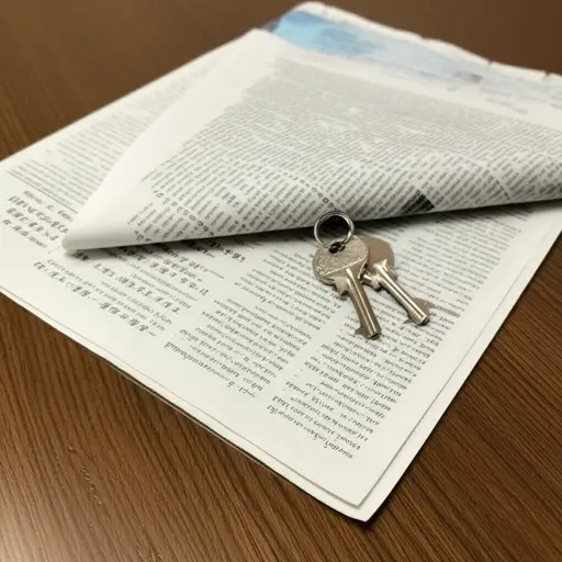 我在桌上的报纸下面找到了我的钥匙。