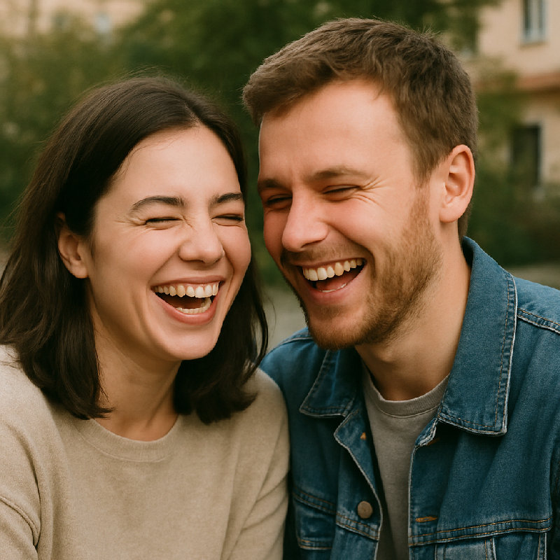 他们听到笑话时笑了。