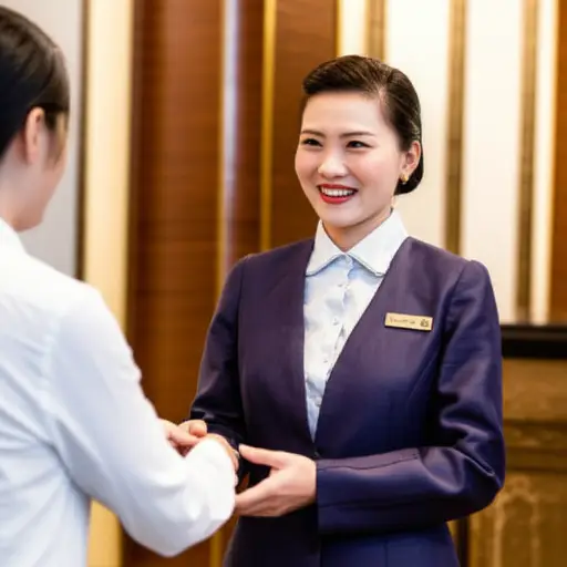 酒店员工穿着传统制服。