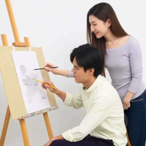 “我觉得我不擅长画画。”“不，你画得很好！看看这幅漂亮的素描。”