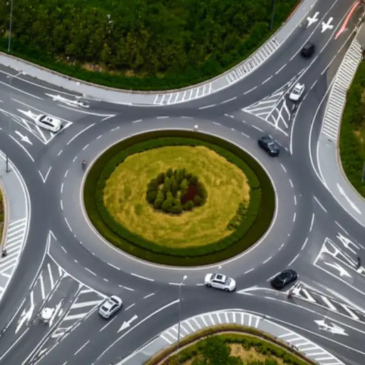 在环形交叉路口要小心让行。