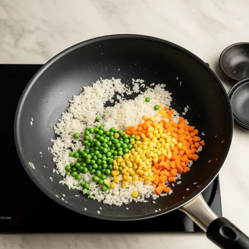 我在炒饭里加了些蔬菜调味。