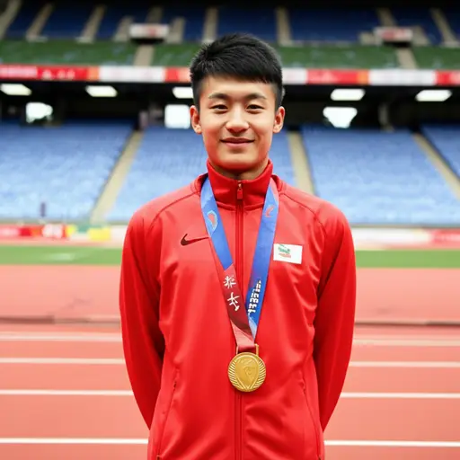 这位年轻的运动员在比赛中赢得了一枚金牌。
