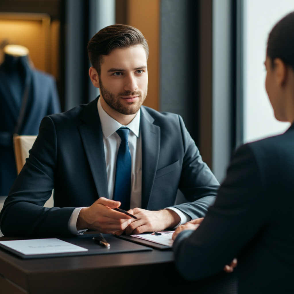 他正参加一个重要的商务会议。