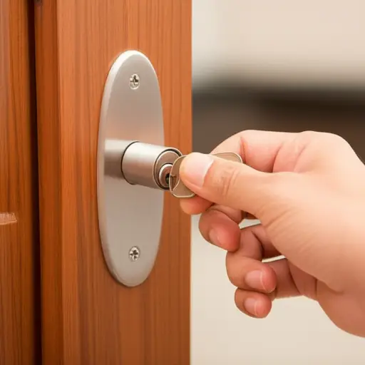 我听到钥匙在锁里转动的声音。