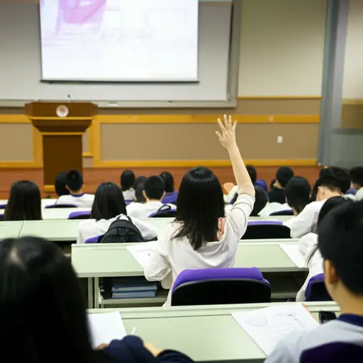 讲座期间，她举手提问。